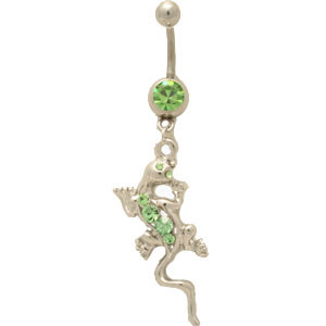 Piercing nombril l�zard vert