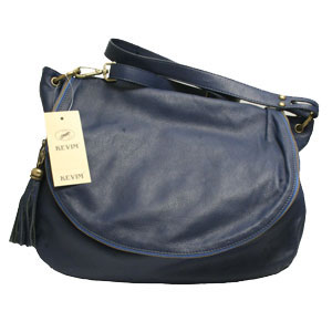 Sac port&eacute; &eacute;paule cuir Lombardie V bleu