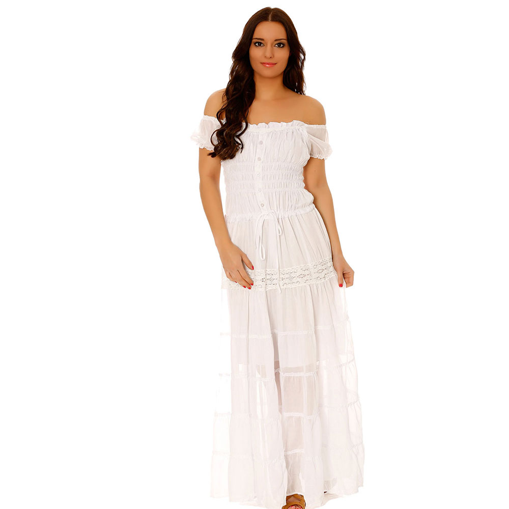 Miss Wear Line Longue Robe Gitane Blanche Achat et vente