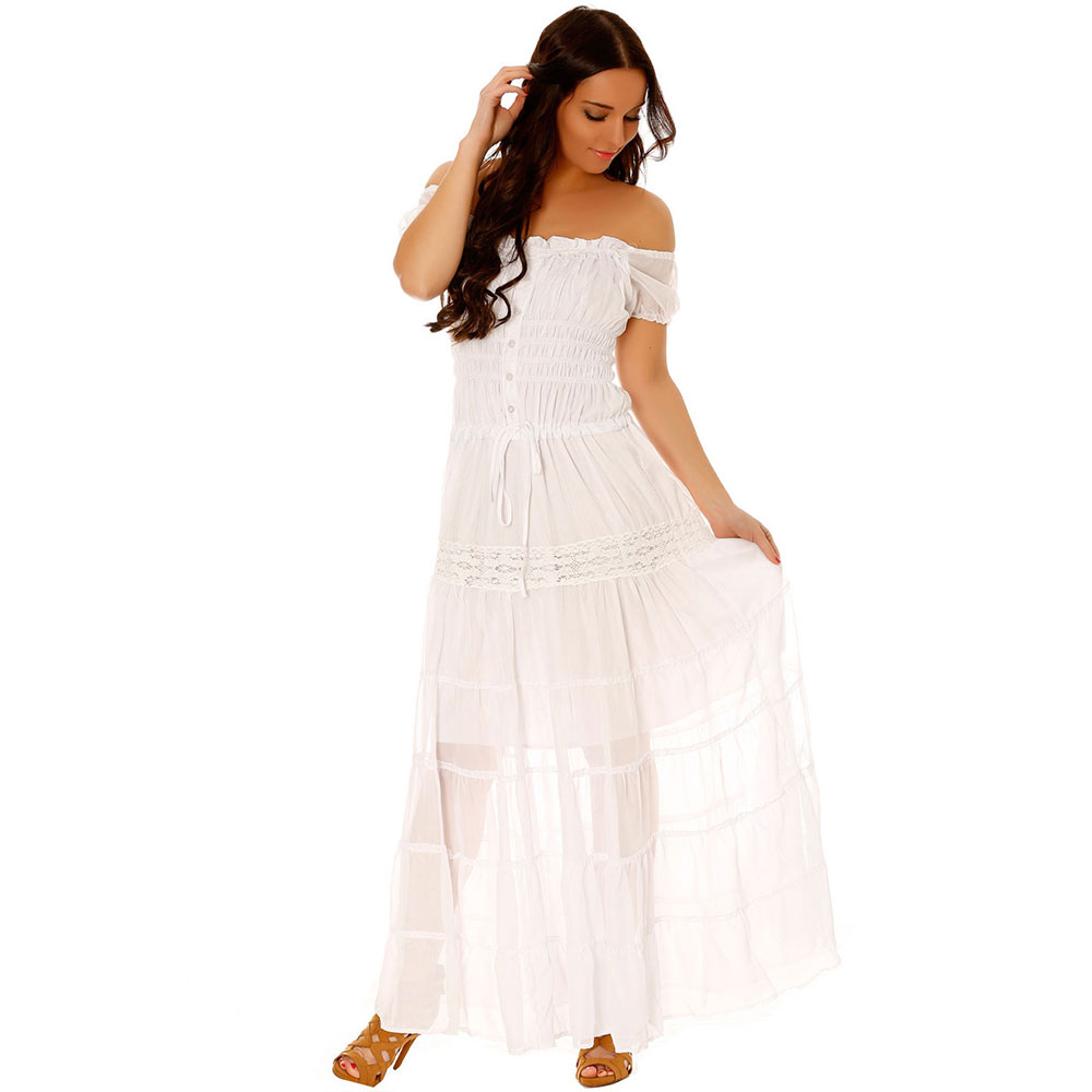 Miss Wear Line Longue robe gitane blanche